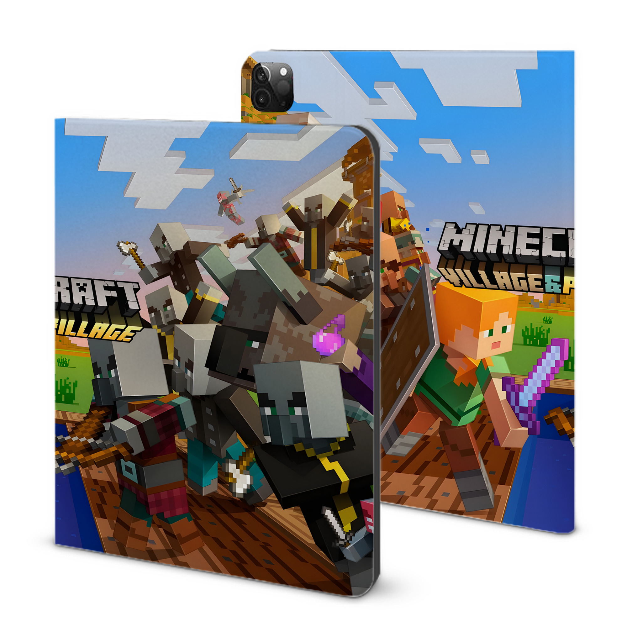（画像用） マインクラフト ブロックの世界 Minecraft MC Block world IPadケース ペンホルダー付き ブックスタイルデザイン